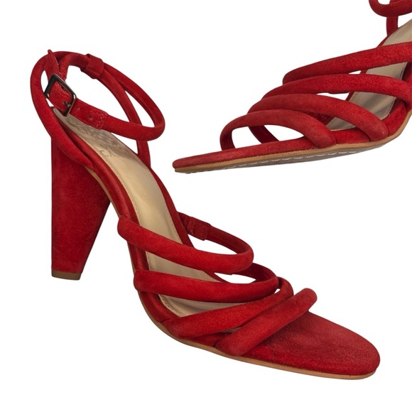 VINCE CAMUTO | Kaniana Red Suede Strappy Heels | 7.5 - Picture 3 of 13